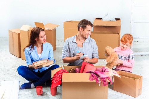 Office relocation planning in Strawberry Hill with desks and boxes