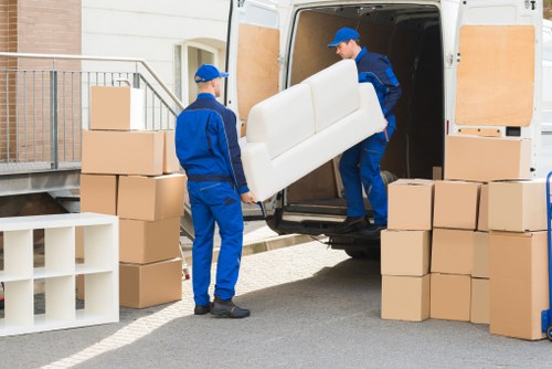 Packing boxes and household items for a local relocation