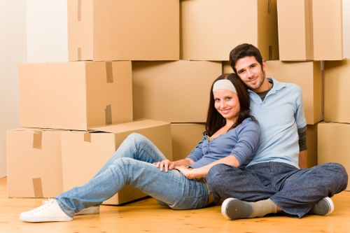 Office furniture and equipment prepared for a local commercial move