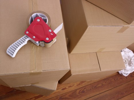 Packed office equipment prepared for relocation in Strawberry Hill