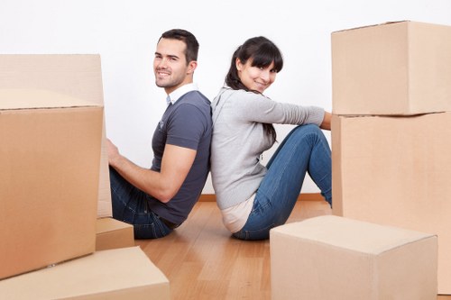Packed boxes and furniture ready for a house move